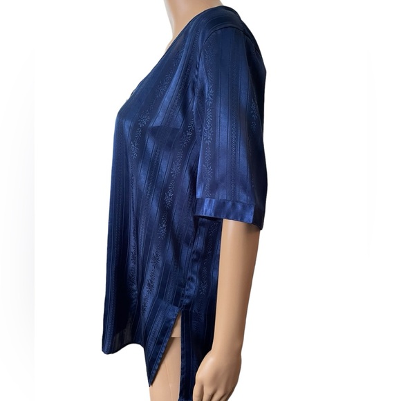 Victoria’s Secret Vintage Gold Label Blue Satin Indie Boho Button Up Sleep Top - Picture 4 of 6